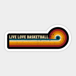 Retro Stripes Live Love Basketball Sticker